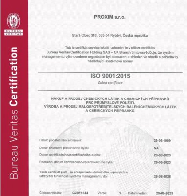 Certifikát ISO 9001:2015